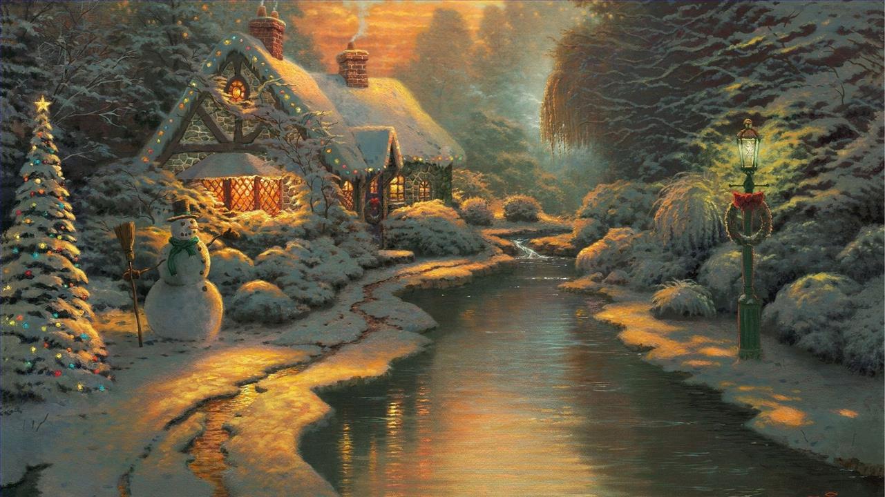 クリスマスの夜 トーマス・キンケード油絵